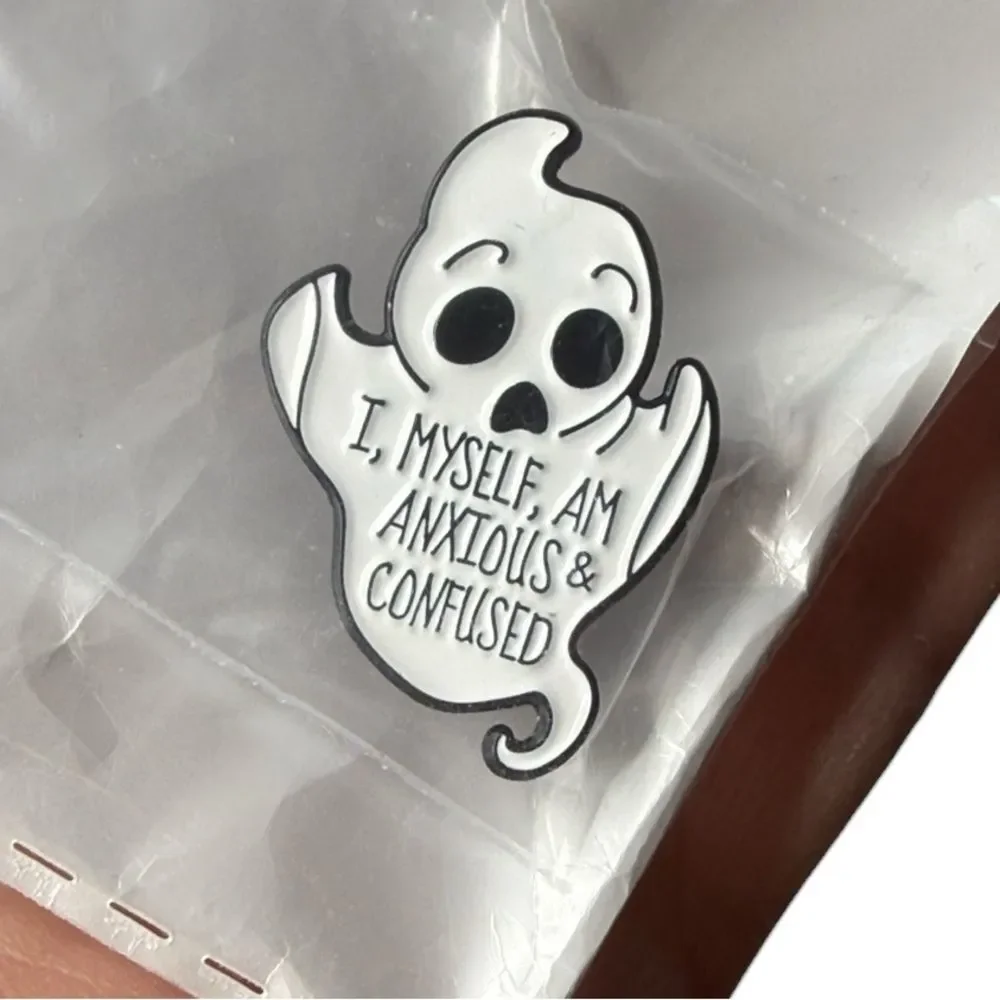 Anxious & Confused Ghost Pin NEW